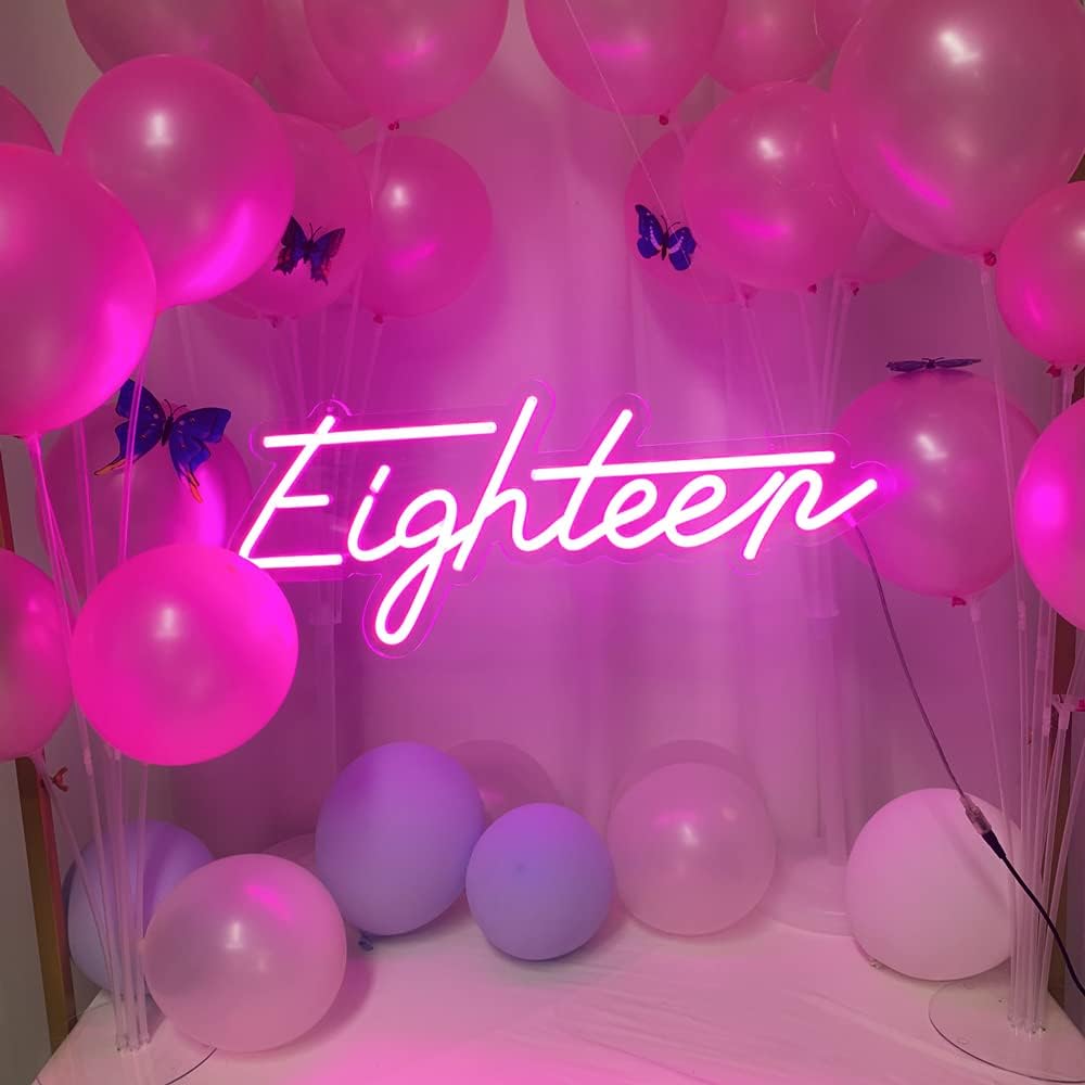 Neon 18 Sign Eighteen Birthday Party Led Sign
