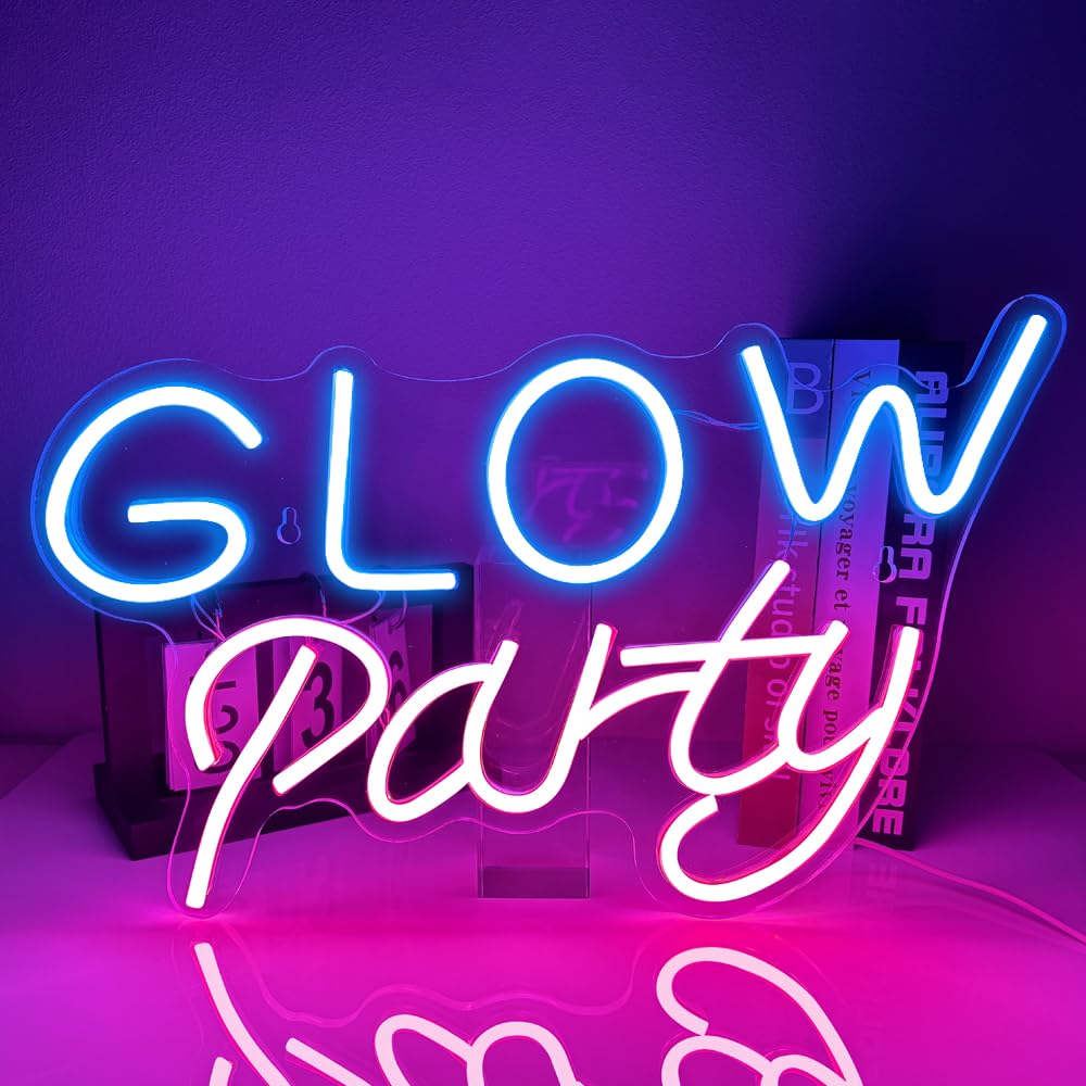 Glow Party Blue & Pink LED Neon Sign