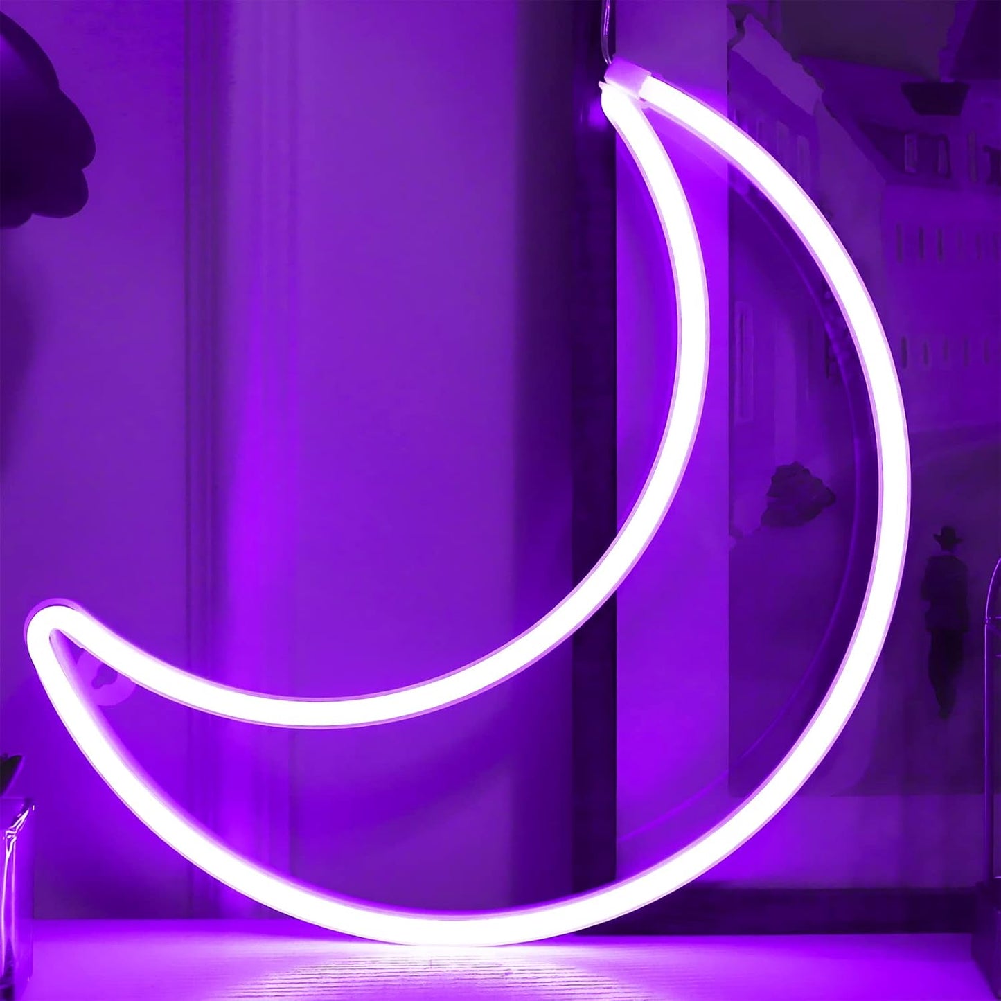 Purple Moon Neon Sign
