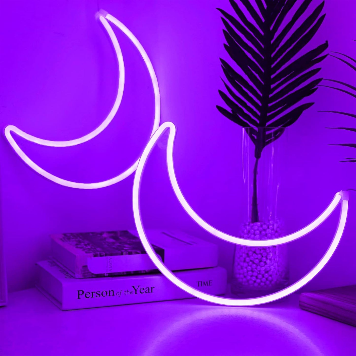 Purple Moon Neon Sign