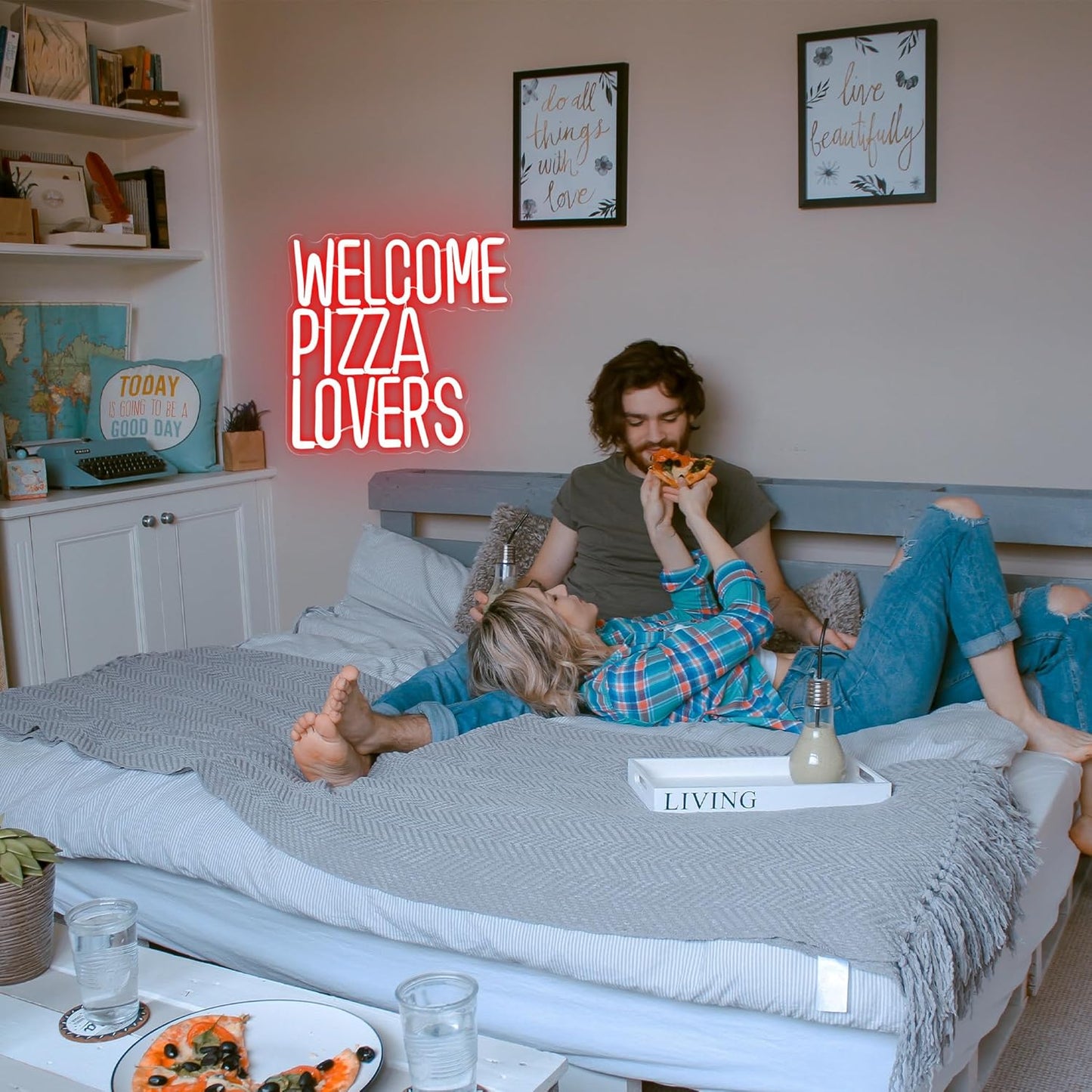 Welcome Pizza Lovers Neon Sign