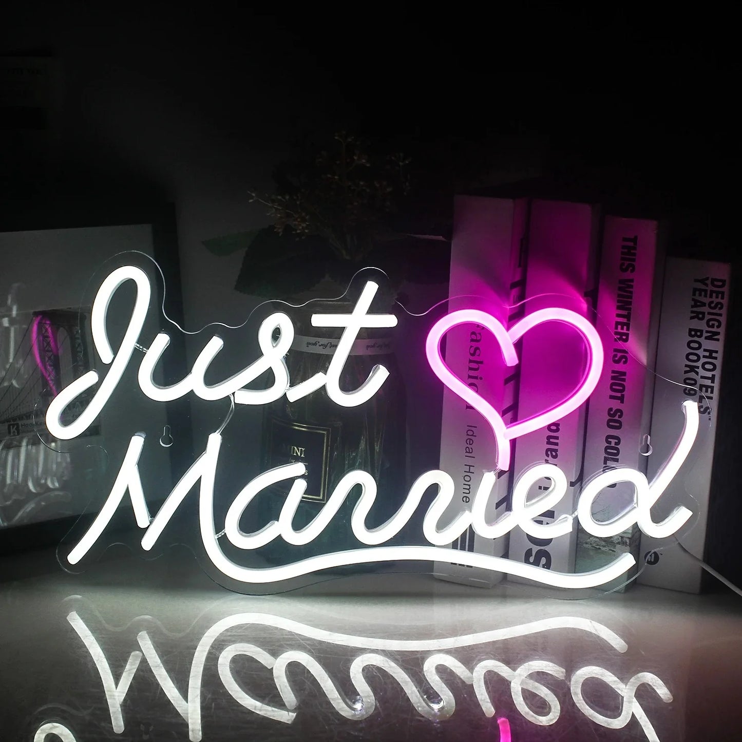 Just Married Neon Sign Diamond Ring Led Light For Wedding