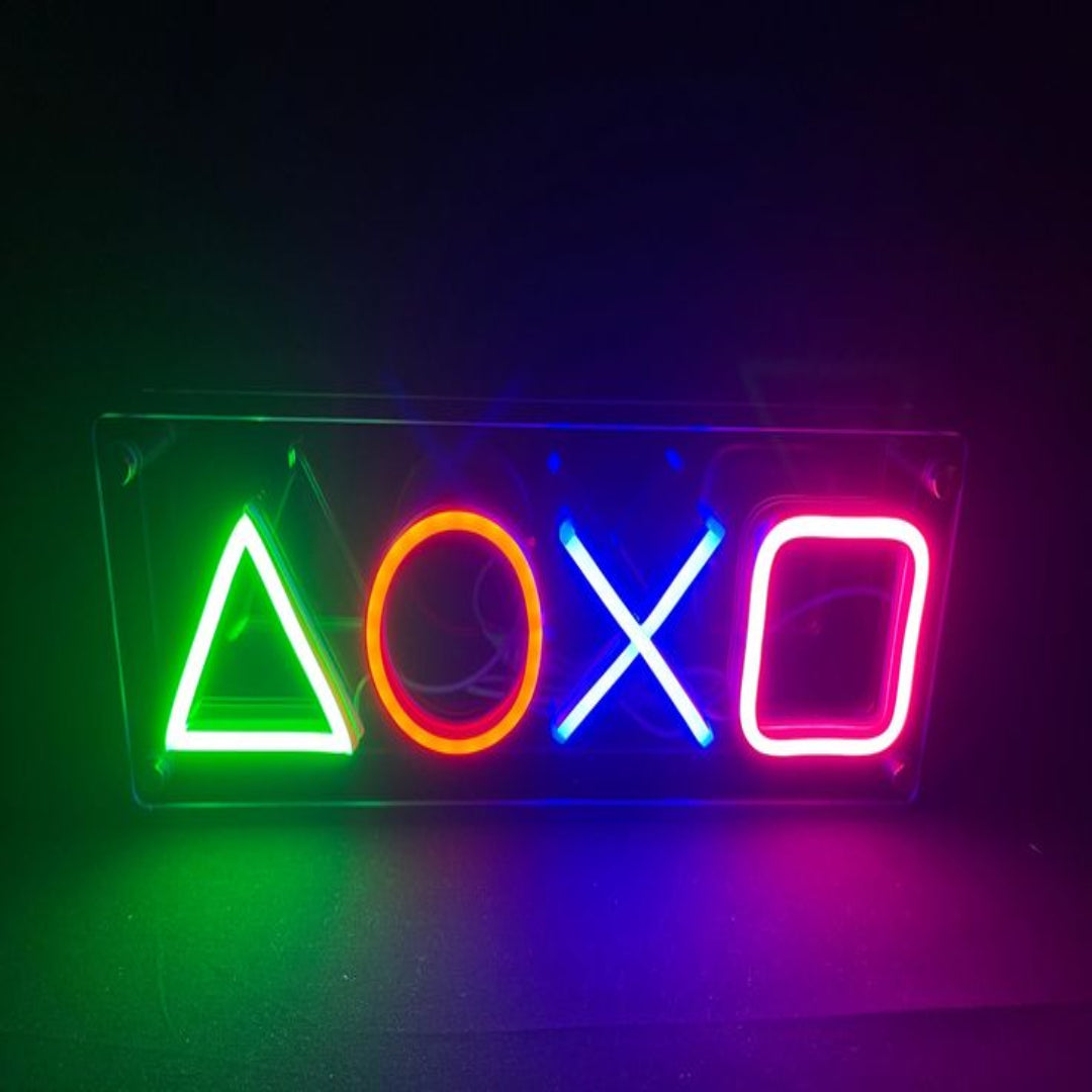"Play Gaming Station Geometry" Neon Sign