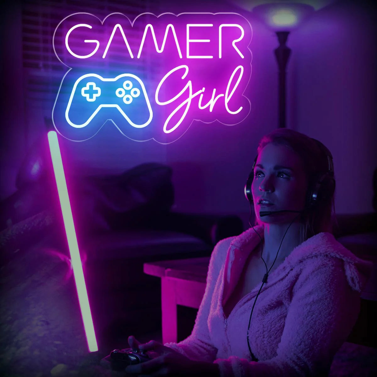 Pink Gamer Girl LED Neon Sign