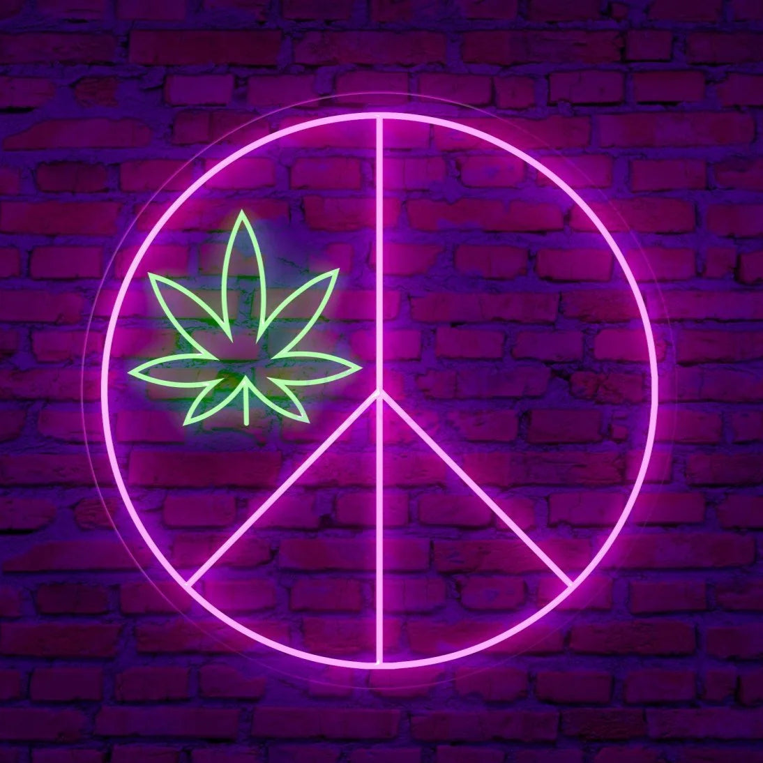 Weed Peace Symbol LED Neon Light – Relaxing Decor
