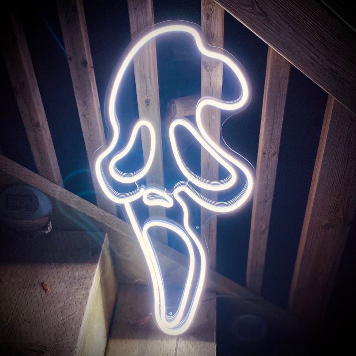 "Scream Face Ghost Halloween" Neon Sign