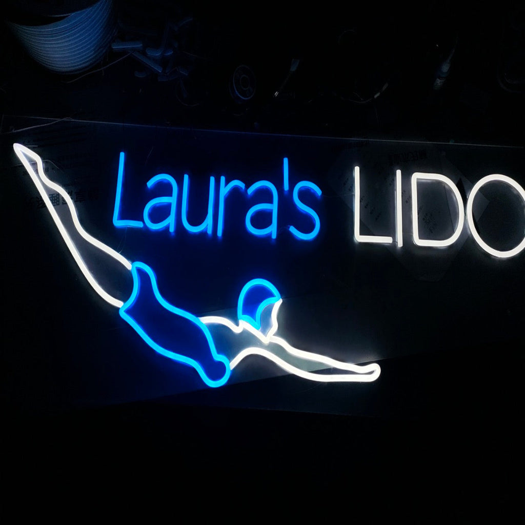 "Swimmer Swimming Diving Club Lido" Neon Sign