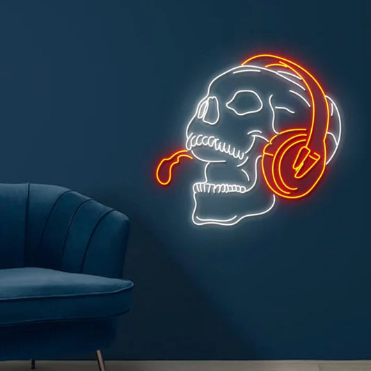 Headphones Skull Led Neon Sign