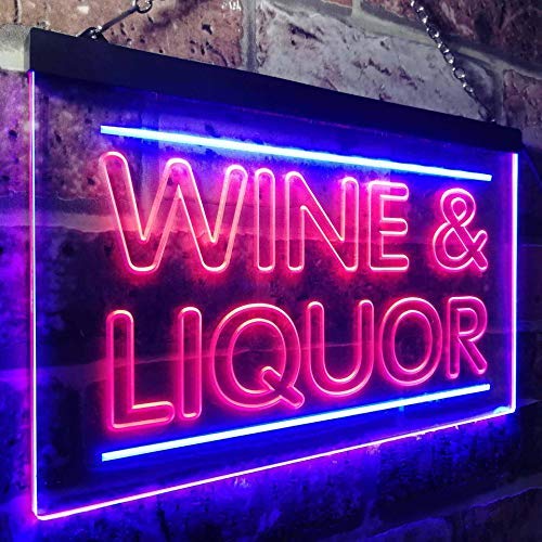 Neon Sign Liquor And Wine Simple Word Led Light For Bar