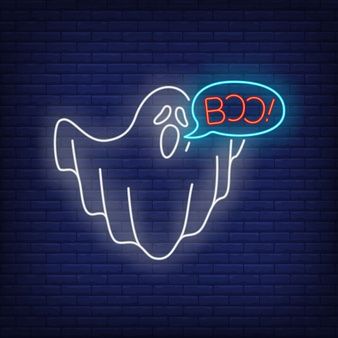 "Ghost Saying Boo Halloween" Neon Sign