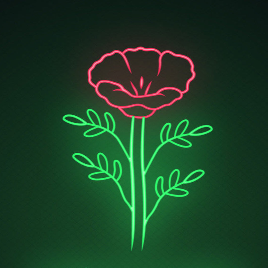 "California Poppy Papaver Rhoeas" Neon Sign