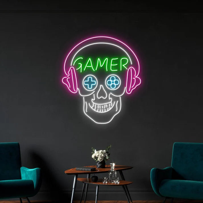 Gamer Skull Led Neon Sign