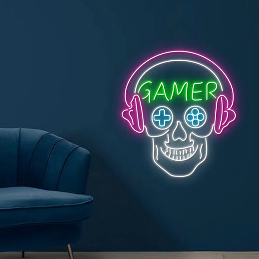 Gamer Skull Led Neon Sign