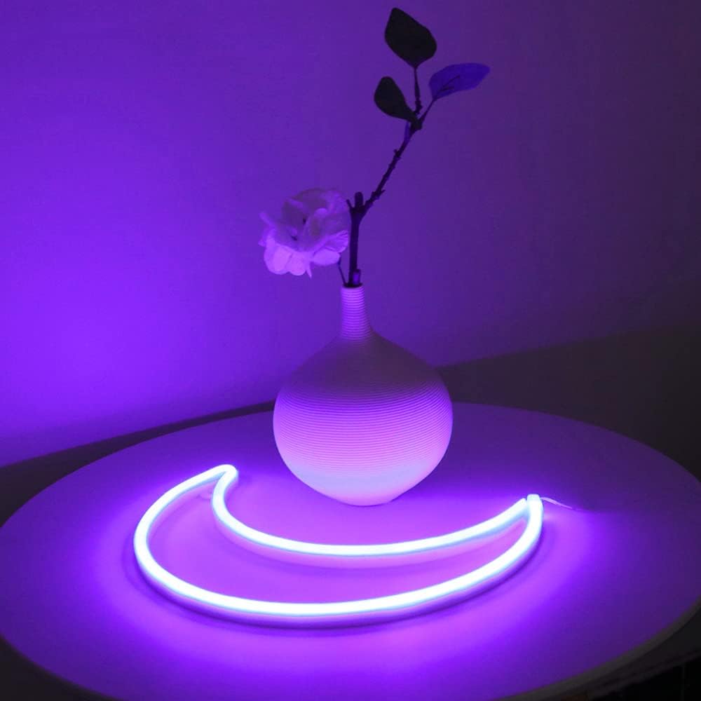 Purple Moon Neon Sign