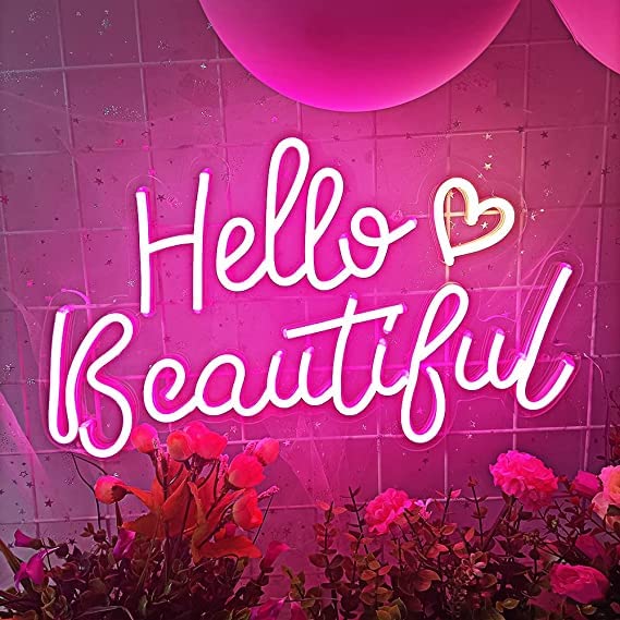 Hello Beautiful Neon Sign Nails Hair Salon Neon Light