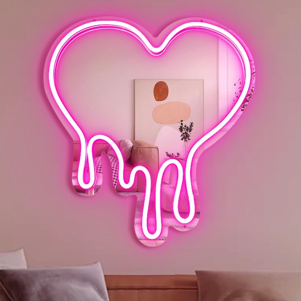 Melted Heart Neon Mirror Sign