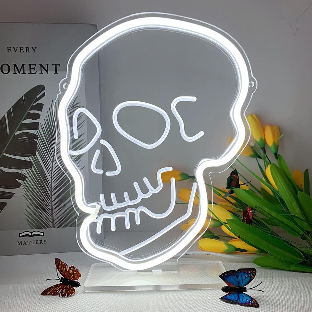 "White Skull" Tattoo neon sign