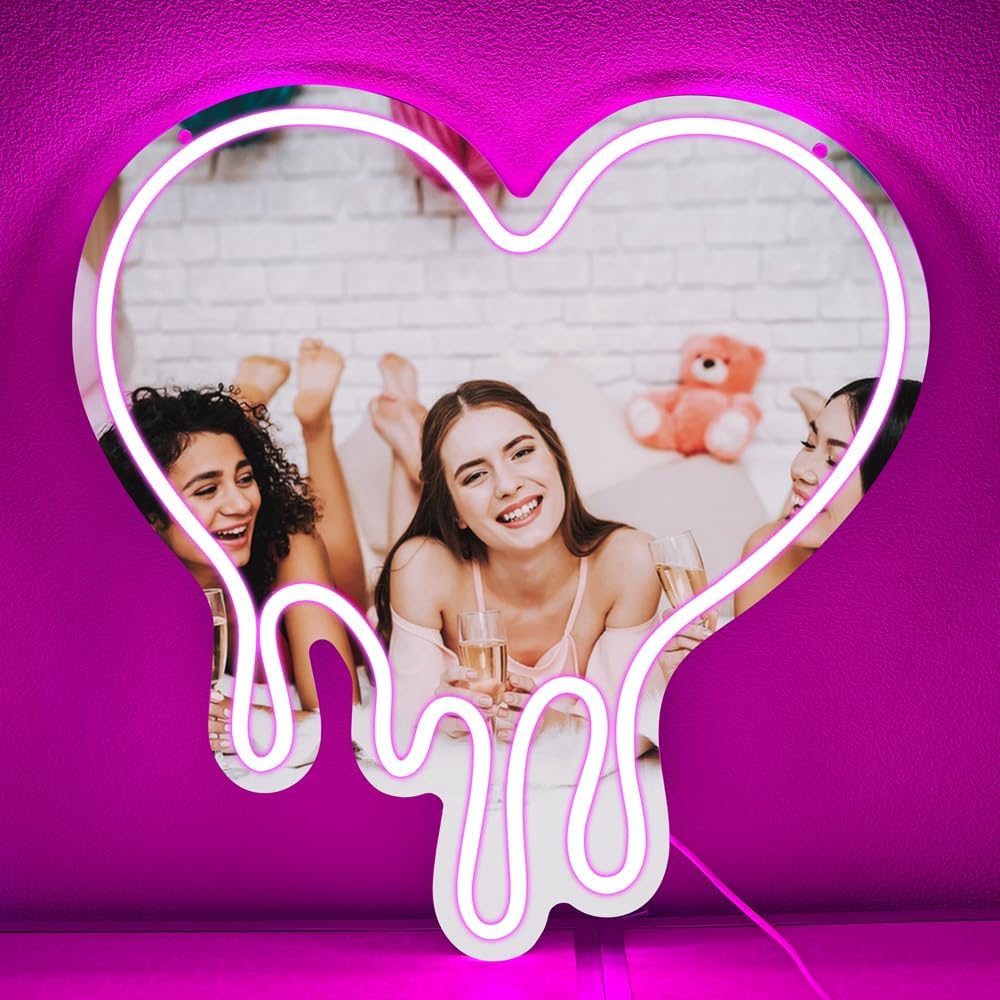 Melted Heart Neon Mirror Sign