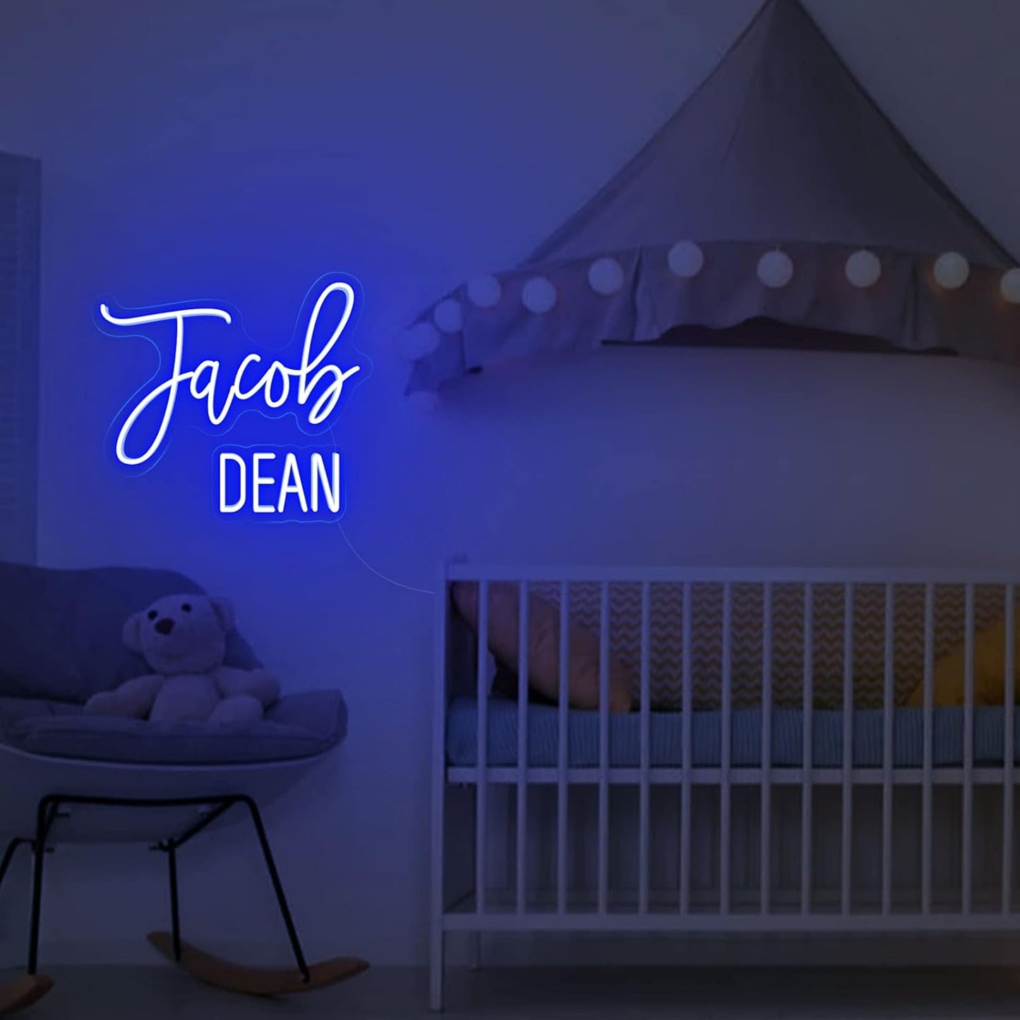 Custom Blue Baby Boy Name Neon Sign