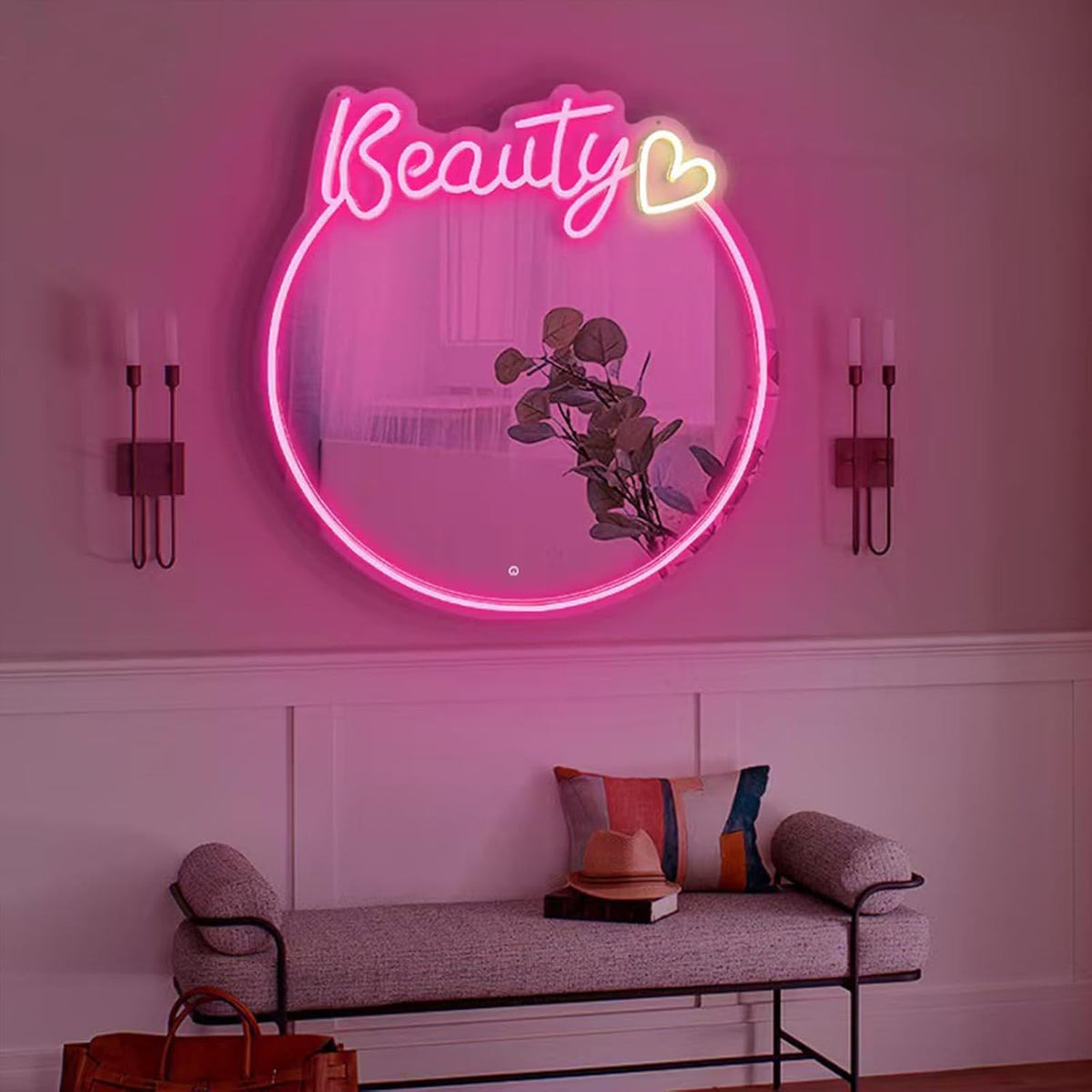 'Beauty'  Mirror Neon Light