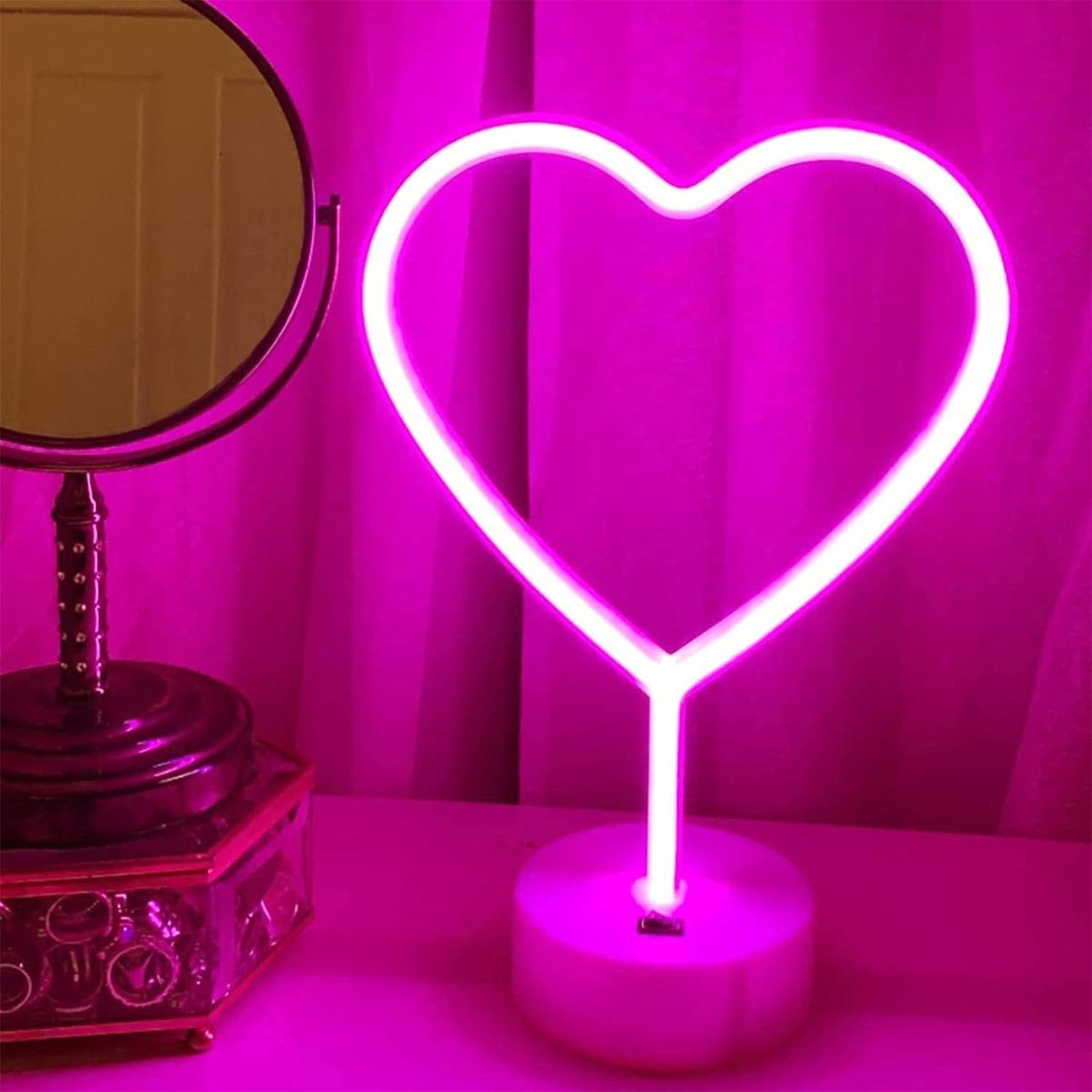 Pink Heart USB Powered Neon Light