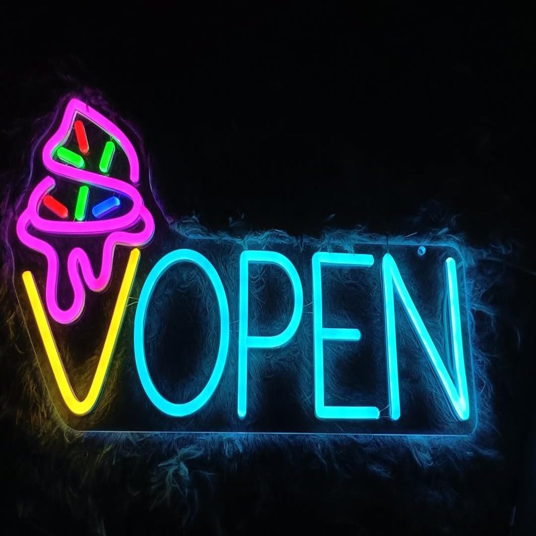 Ice Cream Shop "OPEN" Neon Sign