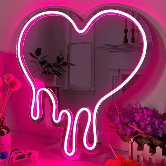 Melted Heart Neon Mirror Sign