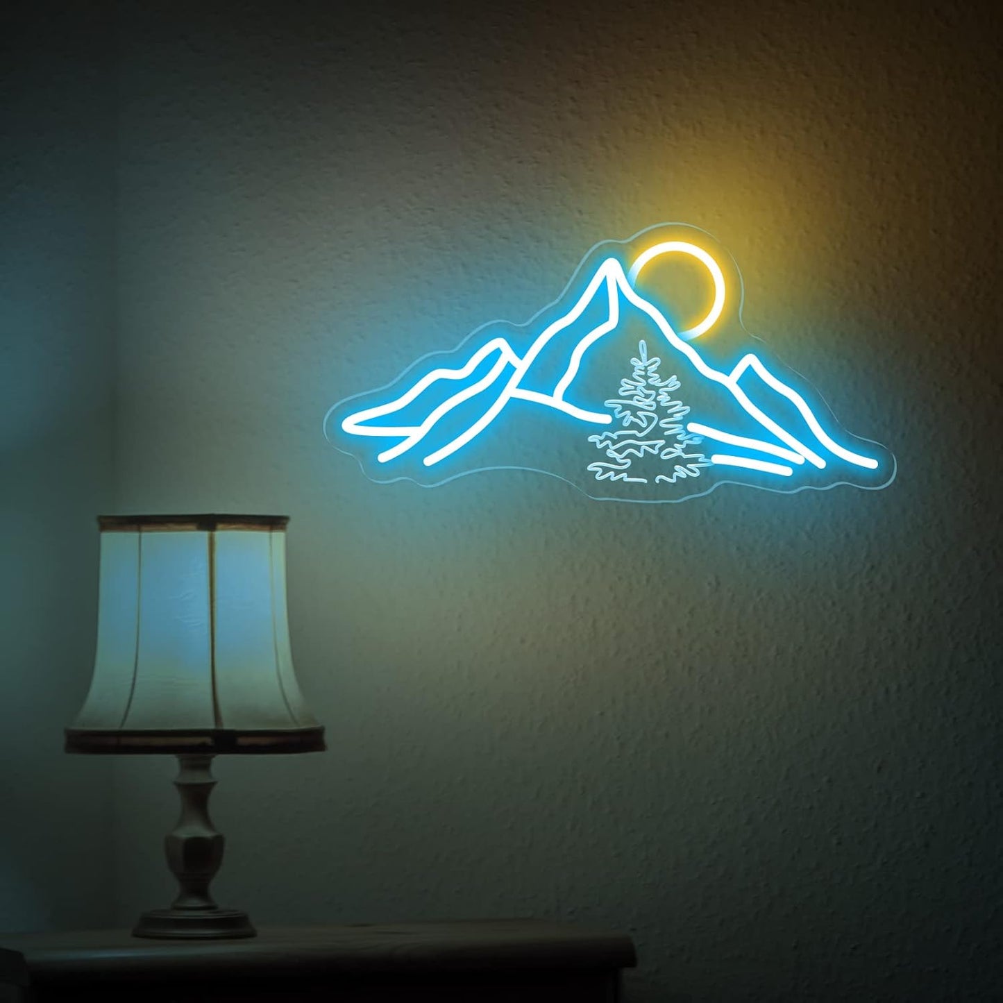 Mountains Sunset Neon Sign