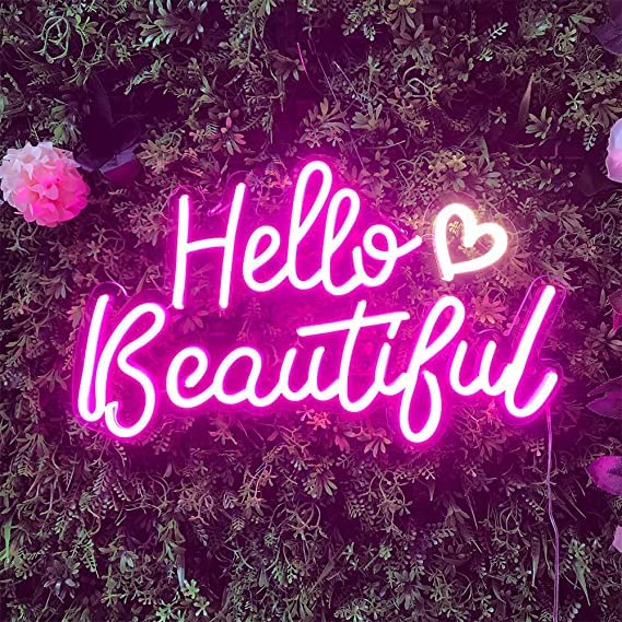 Hello Beautiful Neon Sign Nails Hair Salon Neon Light