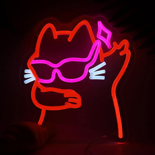 Cat in Glasses Neon Sign