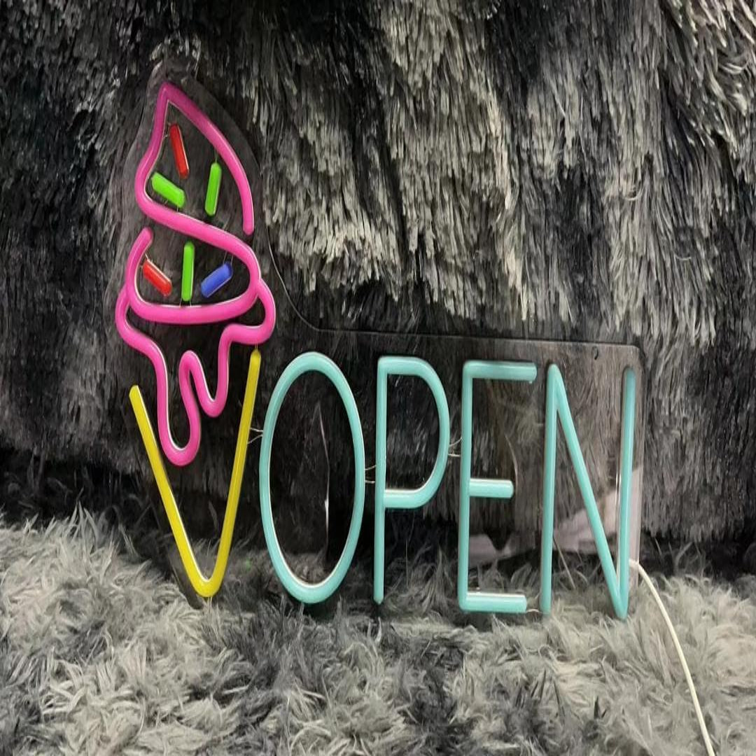 Ice Cream Shop "OPEN" Neon Sign