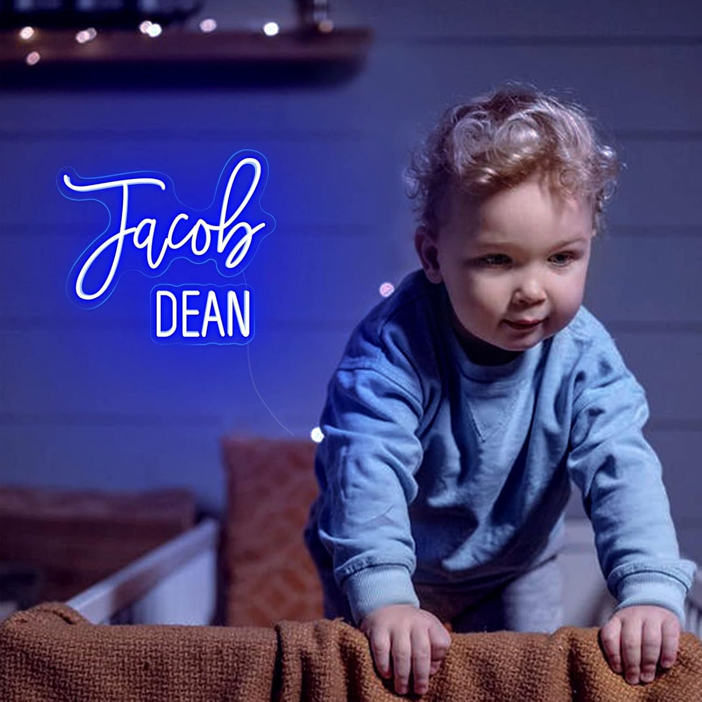 Custom Blue Baby Boy Name Neon Sign