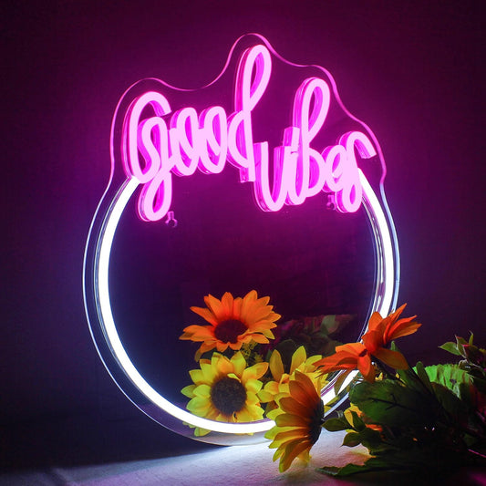 Good Vibes Neon Mirror Sign