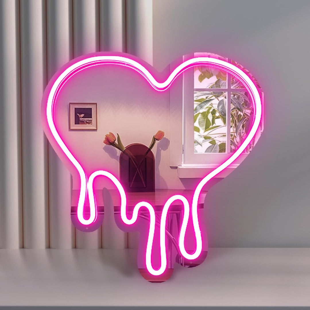 Melted Heart Neon Mirror Sign