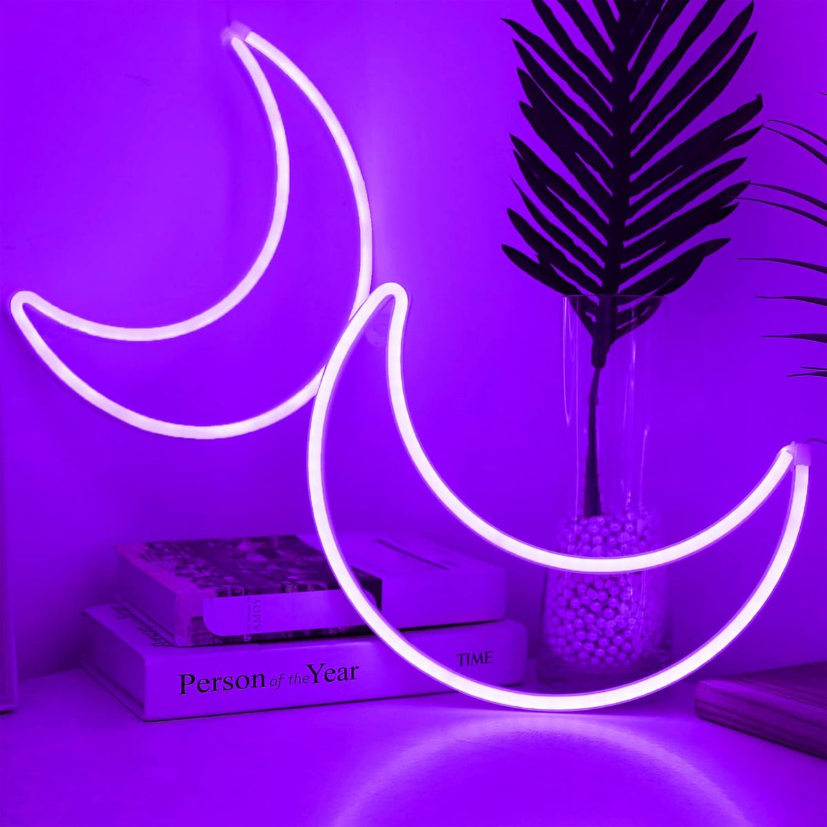 Purple Moon Neon Sign
