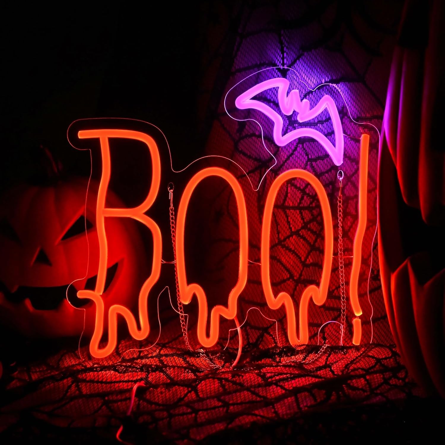 "Halloween Decor Boo" Neon Sign