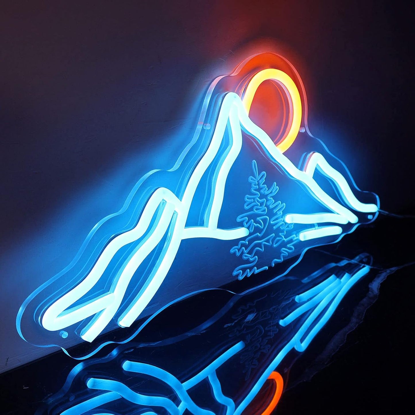 Mountains Sunset Neon Sign