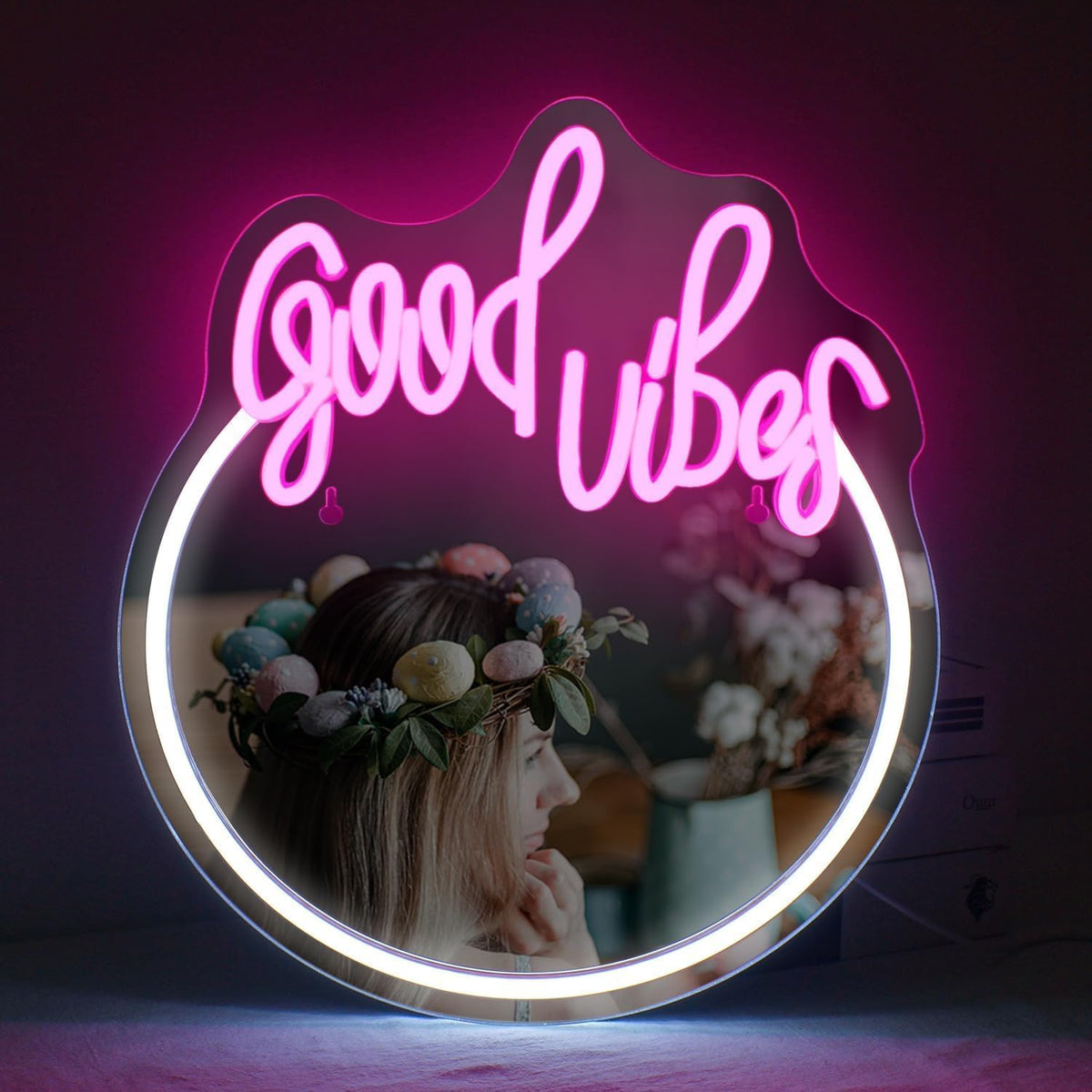 Good Vibes Neon Mirror Sign