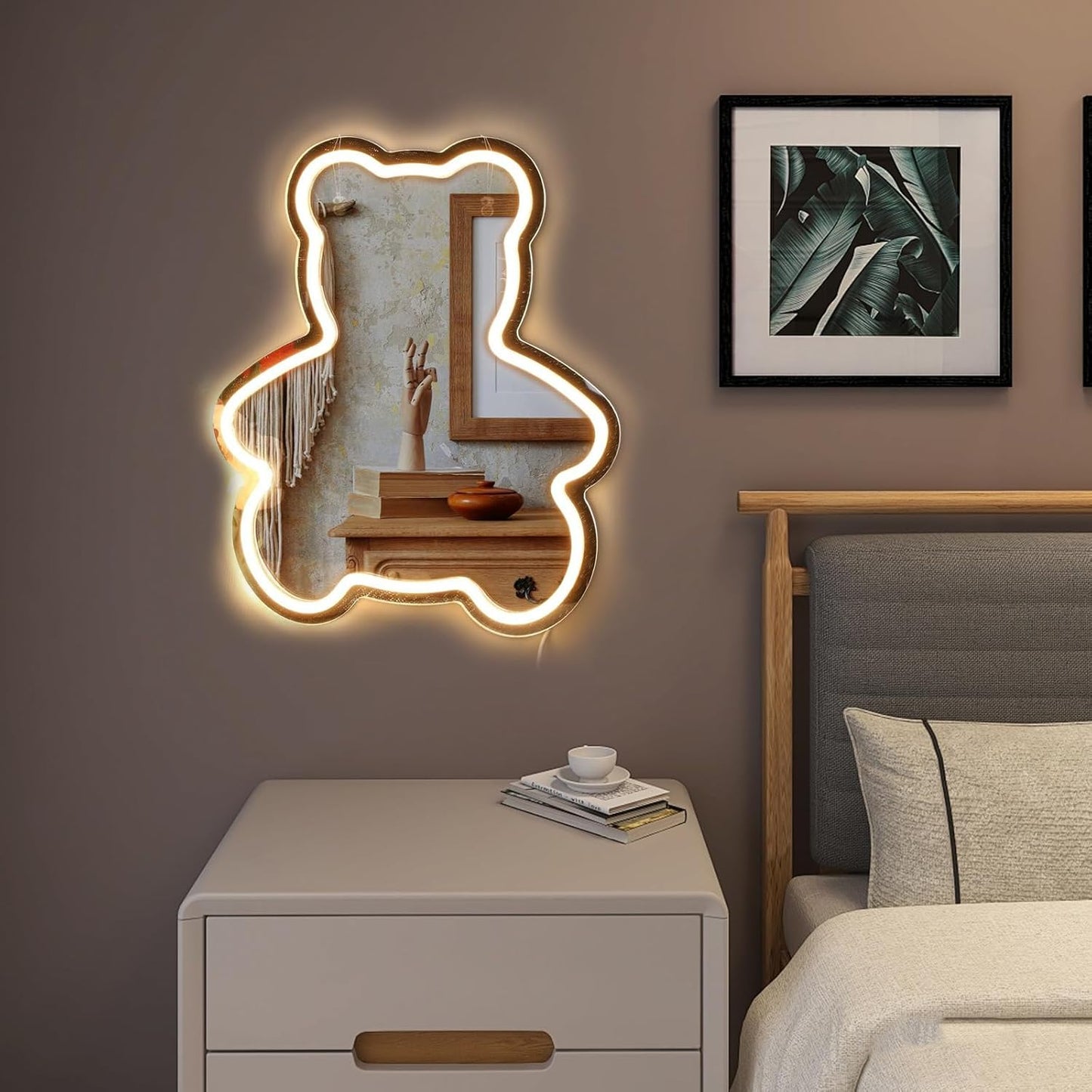 Bear Mirror Neon Light