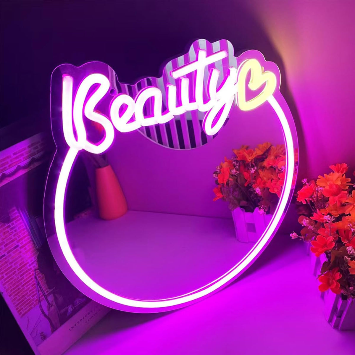 'Beauty'  Mirror Neon Light