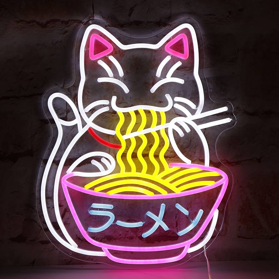 Japanese Noodles Ramen Cat Neon Sign