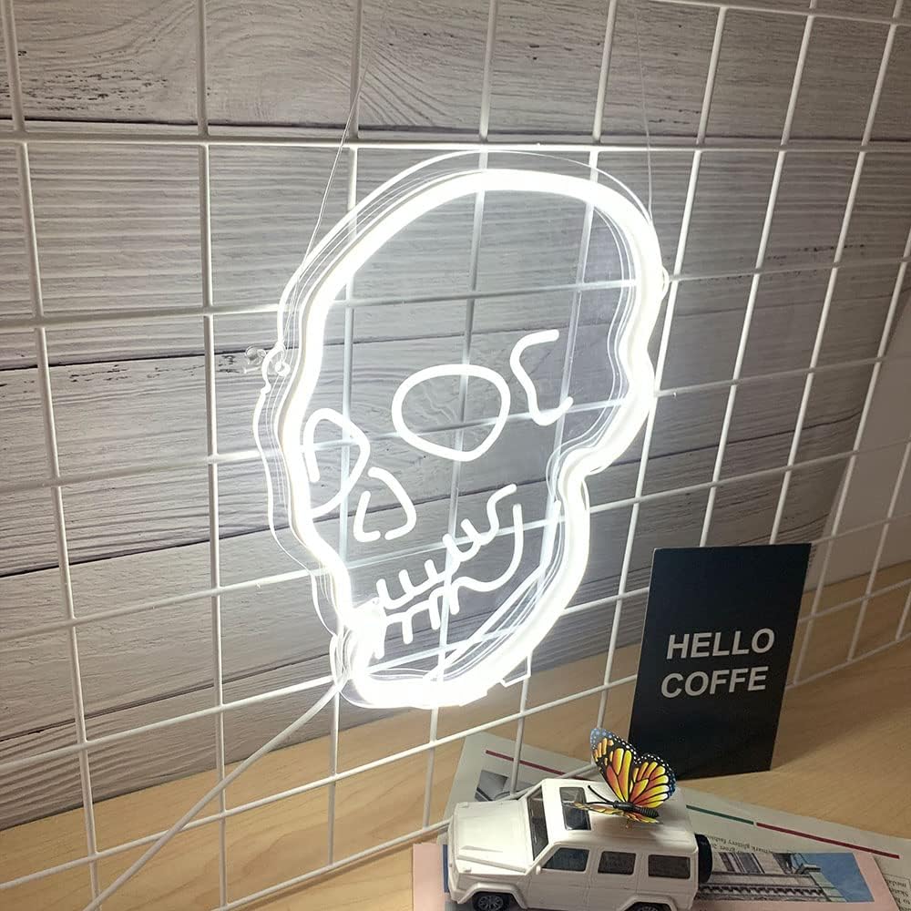 "White Skull" Tattoo neon sign