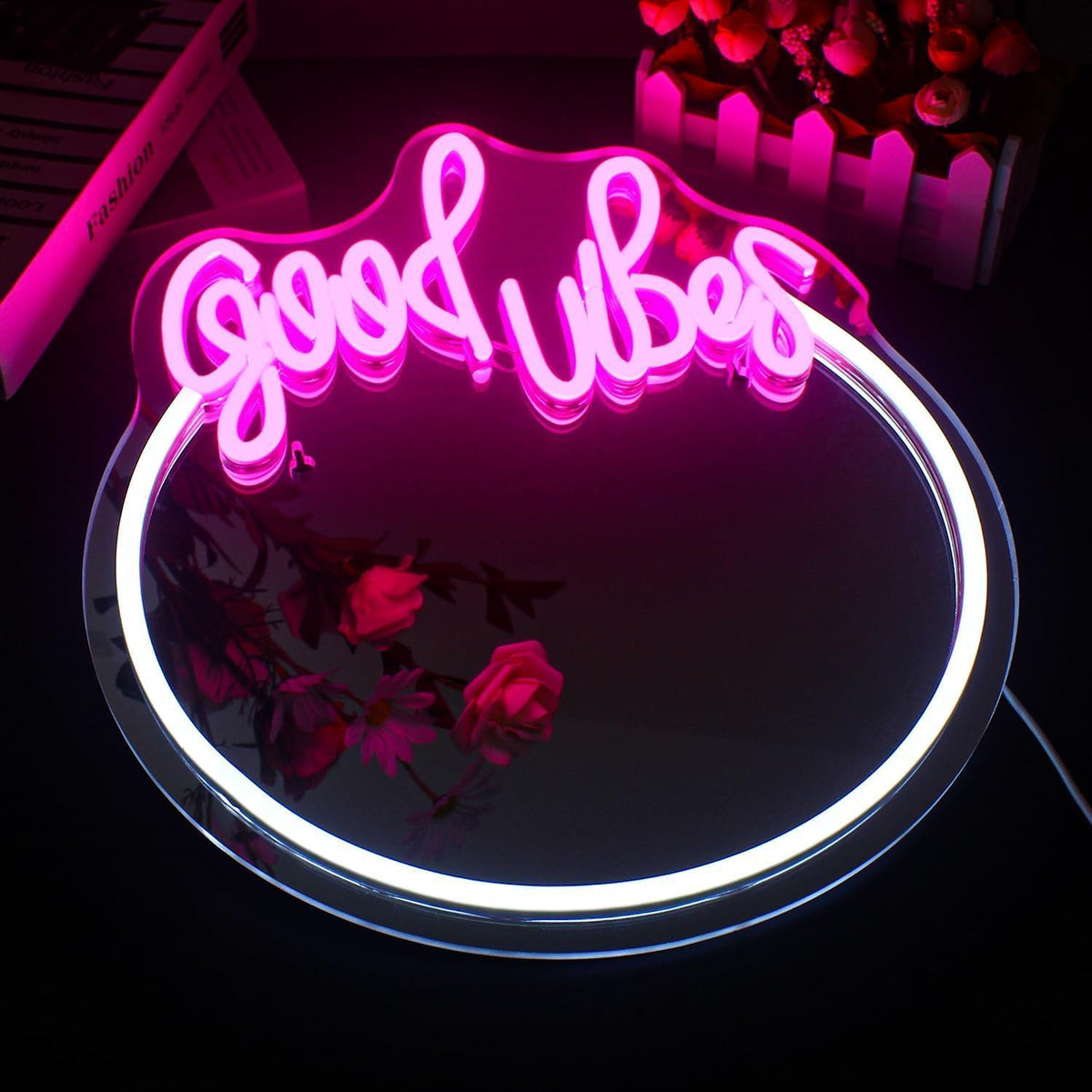 Good Vibes Neon Mirror Sign