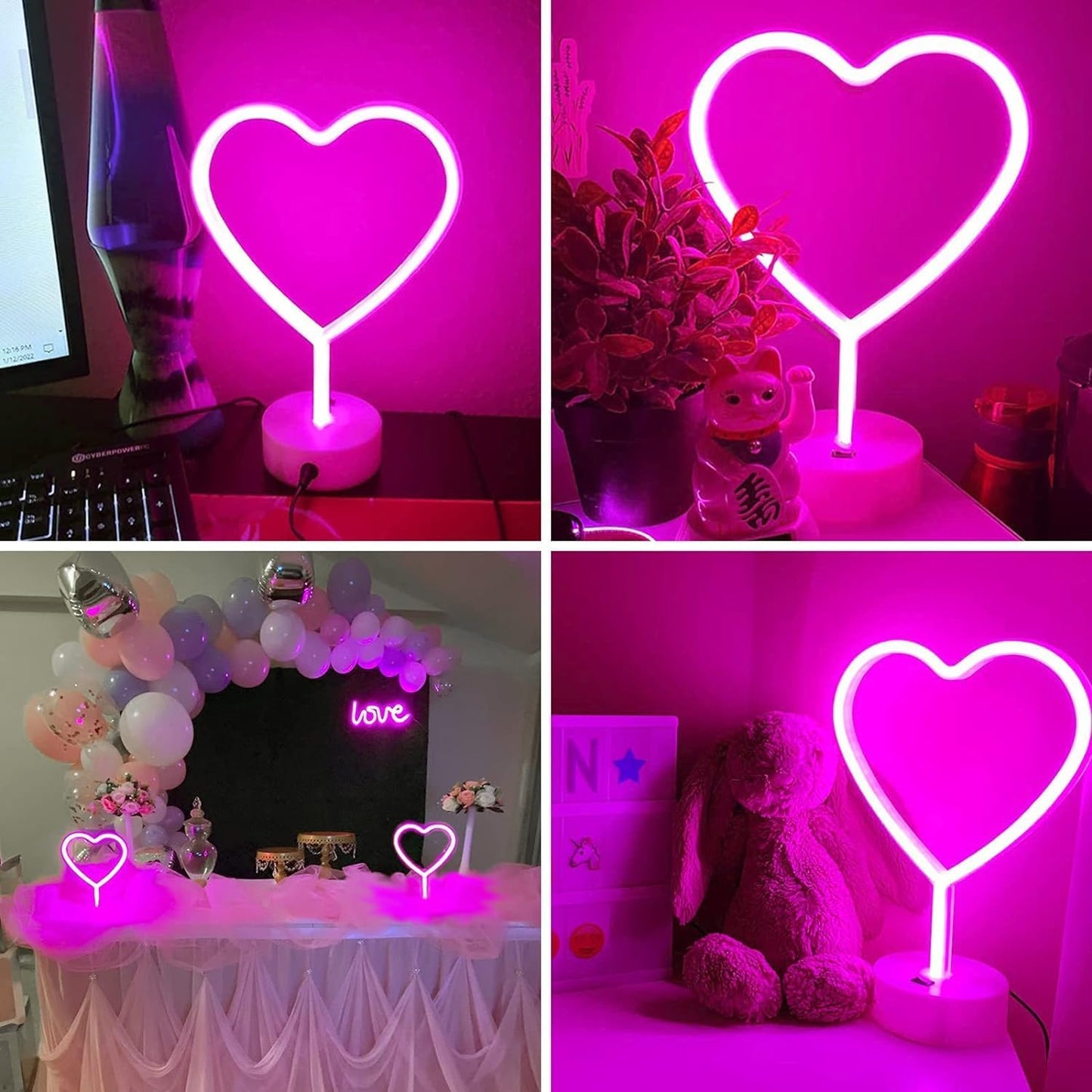 Pink Heart USB Powered Neon Light