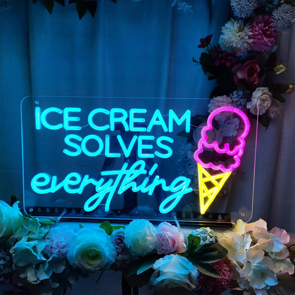 "Ice Cream Solves Everything" Neon Sign