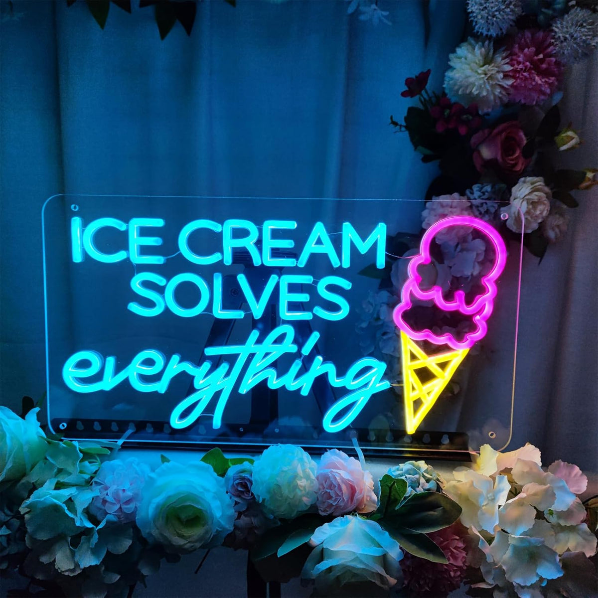 "Ice Cream Solves Everything" Neon Sign