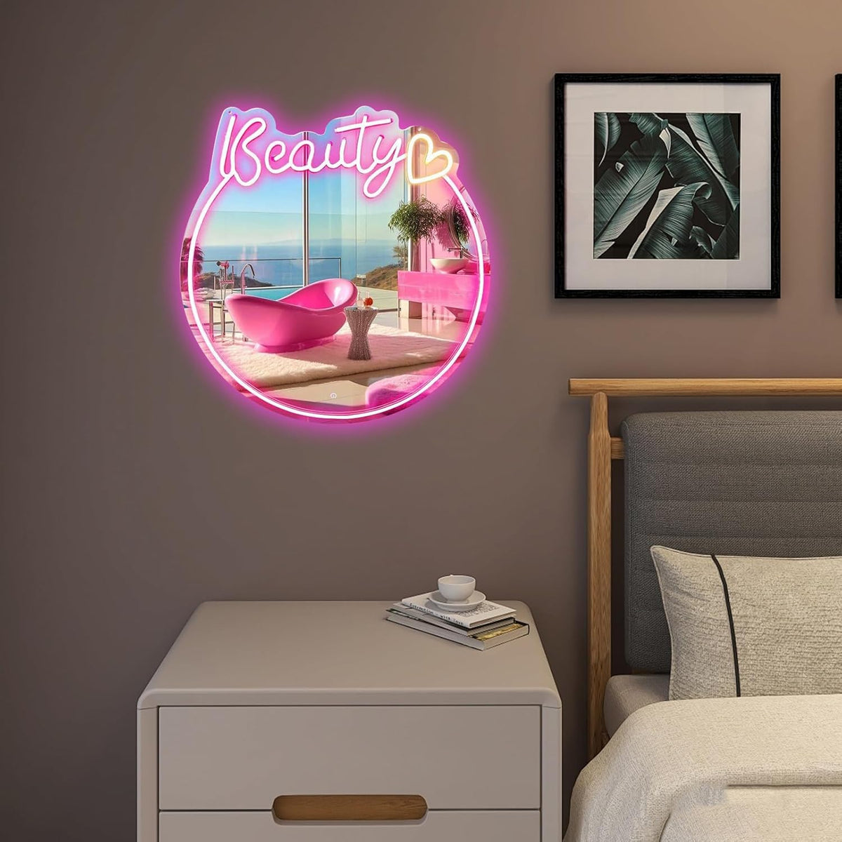 'Beauty'  Mirror Neon Light