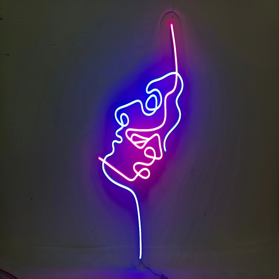 "Abstract Two Faces" Neon Sign