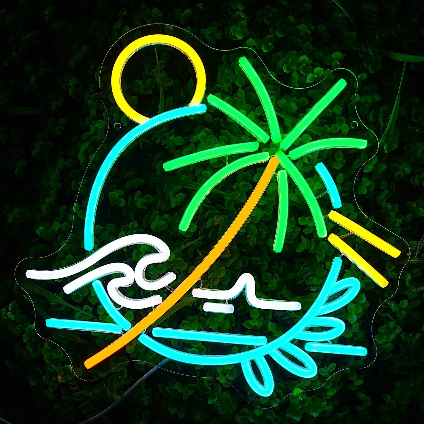 Palm Tree at Beach Neon Sign