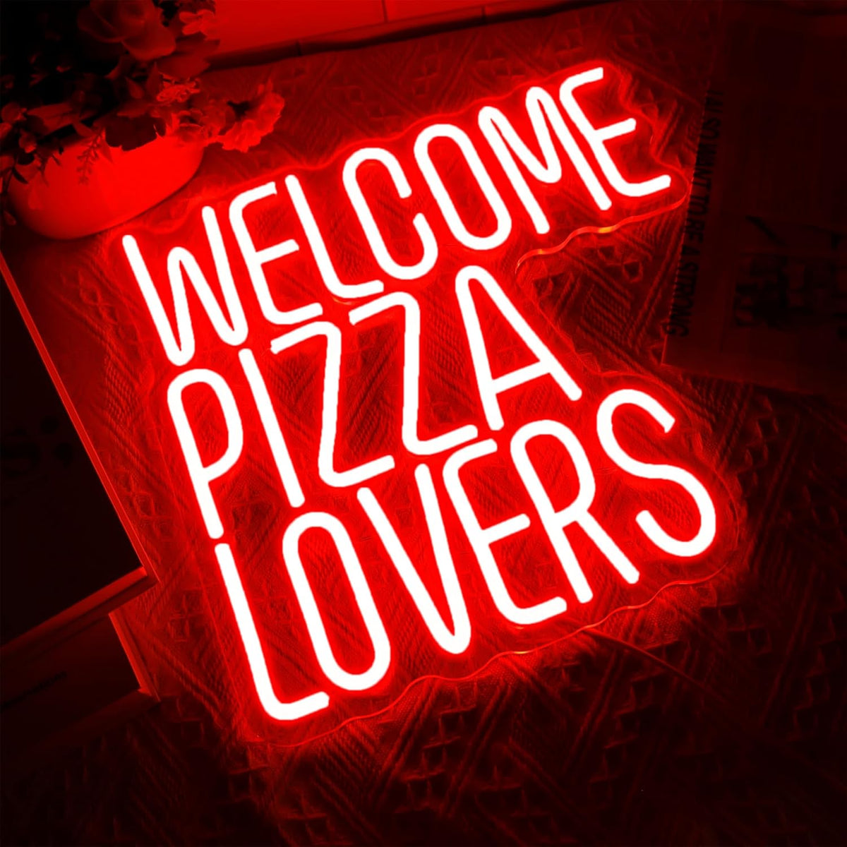 Welcome Pizza Lovers Neon Sign